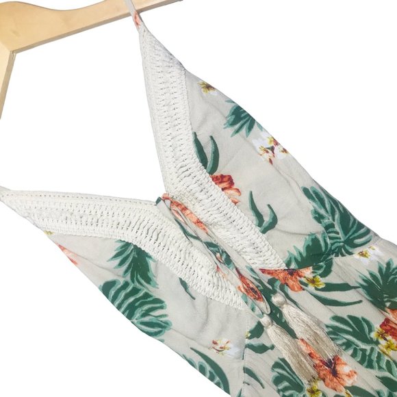 MISS ME Floral  Crochet Tassel Tie Neck Strappy Back Dress In Cream Size… - Picture 4 of 9